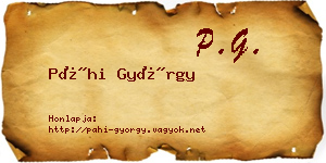 Páhi György névjegykártya