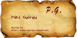 Páhi György névjegykártya